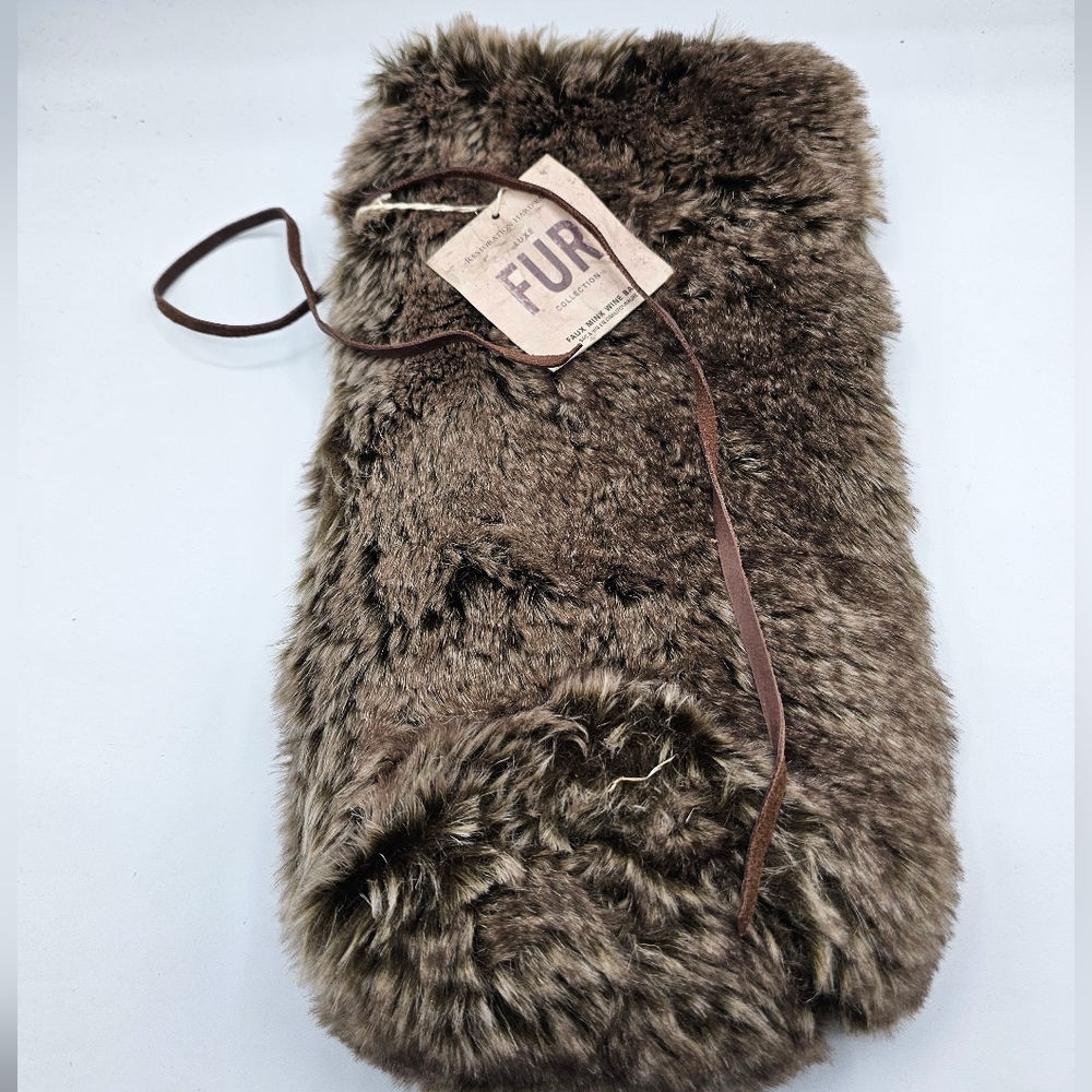 Restoration Hardware Luxe Faux Mink Fur Wine Bag